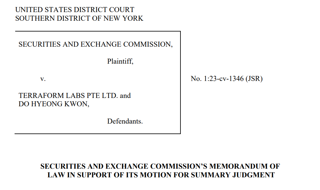SEC டோ குவான் மற்றும் டெர்ராஃபார்ம் லேப்ஸ் வழக்கில் சுருக்கமான தீர்ப்பை கோருகிறது